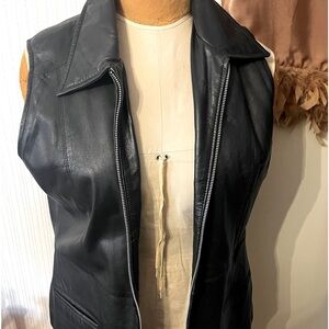 Black leather vest